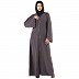 Front open premium CEY fabric abaya- Dark Grey