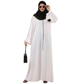 Front open premium CEY fabric abaya- White