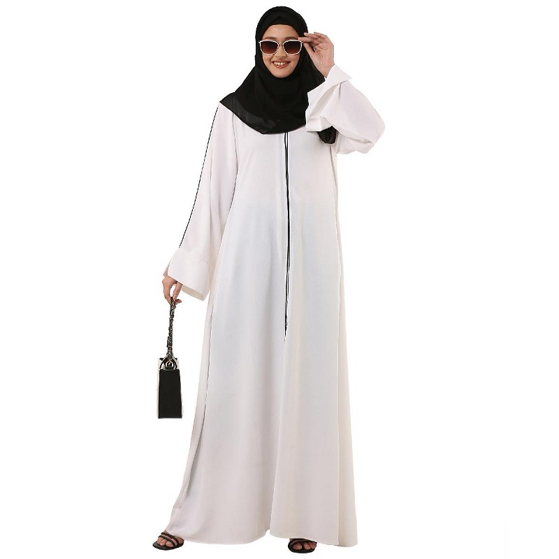 Abaya online Buy front open White abaya at shiddat
