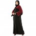Loose Fit front open Dual color abaya- Black-Maroon