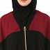 Loose Fit front open Dual color abaya- Black-Maroon