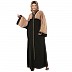 Loose Fit front open Dual color abaya- Black-Skin