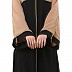 Loose Fit front open Dual color abaya- Black-Skin