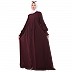 Zipper Front open pleated abaya with puff sleeves- Cocoa Bean