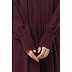Zipper Front open pleated abaya with puff sleeves- Cocoa Bean