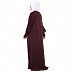 Zipper Front open pleated abaya with puff sleeves- Cocoa Bean