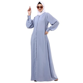 Casual front open abaya- Blue Haze