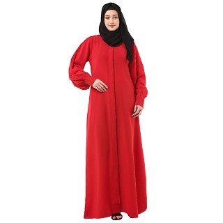 Casual front open abaya- Red