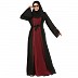 Dual colored layered abaya- Black-Maroon