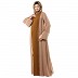Dual colored layered abaya- Skin-Mustard