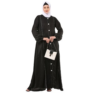 Premium Korean Nida Fabric Loose Fit abaya- Black
