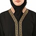 Loose Fit abaya with embroidery patchwork- Black