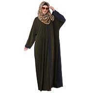 Dual color Loose Fit abaya - Olive-Navy