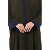 Dual color Loose Fit abaya - Olive-Navy