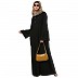 Pleated sleeves abaya- Black