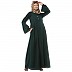 Pleated sleeves abaya- Bottle Green