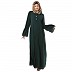 Pleated sleeves abaya- Bottle Green