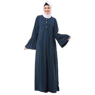 Pleated sleeves abaya- Teal