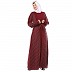 Cardigan abaya set- Maroon stripped Shrug with sleeveless inner abaya