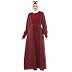 Cardigan abaya set- Maroon stripped Shrug with sleeveless inner abaya