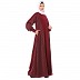 Cardigan abaya set- Maroon stripped Shrug with sleeveless inner abaya