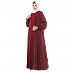Cardigan abaya set- Maroon stripped Shrug with sleeveless inner abaya