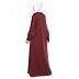 Cardigan abaya set- Maroon stripped Shrug with sleeveless inner abaya