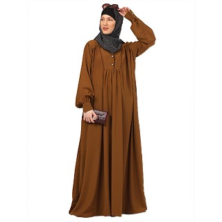 Designer Dress abaya with piping work-Mustard