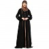 Designer dual color abaya with fashionable buttons-Black Designer dual color abaya with fashionable buttons-Black