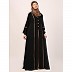 Designer dual color abaya with fashionable buttons-Black Designer dual color abaya with fashionable buttons-Black