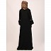 Designer dual color abaya with fashionable buttons-Black Designer dual color abaya with fashionable buttons-Black
