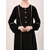 Designer dual color abaya with fashionable buttons-Black Designer dual color abaya with fashionable buttons-Black