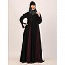 Designer dual color fashionable abaya-Black-Wine Designer dual color fashionable abaya-Black-Wine