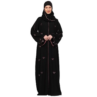 Premium CEY fabric abaya with embroidery work-Black