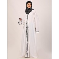 Elegant embroidery work abaya-White Elegant embroidery work abaya-White