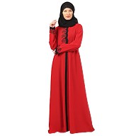 Elegant embroidery work abaya-Red Elegant embroidery work abaya-Red