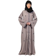 Tik Tok Luxury fabric abaya with embroidery work-Light Grey Tik Tok Luxury fabric abaya with embroidery work-Light Grey
