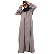 Front Open embroidery abaya in Tik Tok Luxury fabric-Light Grey Front Open embroidery abaya in Tik Tok Luxury fabric-Light Grey