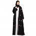 Layered abaya with embroidery work-Black-White Layered abaya with embroidery work-Black-White