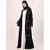 Layered abaya with embroidery work-Black-White Layered abaya with embroidery work-Black-White