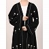 Layered abaya with embroidery work-Black-White Layered abaya with embroidery work-Black-White