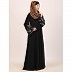 Umbrella abaya with embroidery work on sleeves-Black Umbrella abaya with embroidery work on sleeves-Black