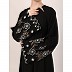 Umbrella abaya with embroidery work on sleeves-Black Umbrella abaya with embroidery work on sleeves-Black