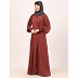 Zipper Front open pleated abaya with puff sleeves- Rust Zipper Front open pleated abaya with puff sleeves- Rust