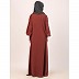 Zipper Front open pleated abaya with puff sleeves- Rust Zipper Front open pleated abaya with puff sleeves- Rust