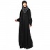 Front open shirt collar abaya-Black Front open shirt collar abaya-Black