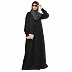 Front open shirt collar abaya-Black Front open shirt collar abaya-Black