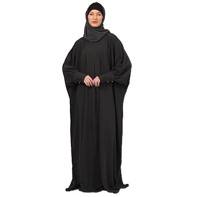 Box pleated CEY fabric kaftan abaya-Dark Grey