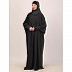 Box pleated CEY fabric kaftan abaya-Dark Grey