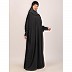 Box pleated CEY fabric kaftan abaya-Dark Grey